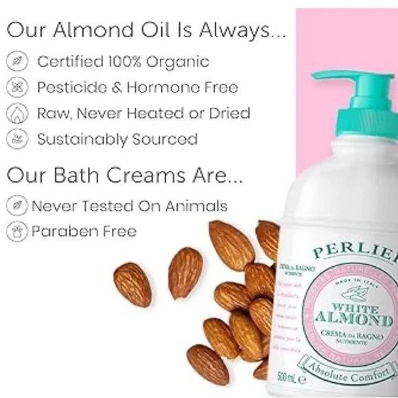 *NEW* PERLIER WHITE ALMOND ABSOLUTE COMFORT BATH CREAM 16.9oz - Picture 2 of 5